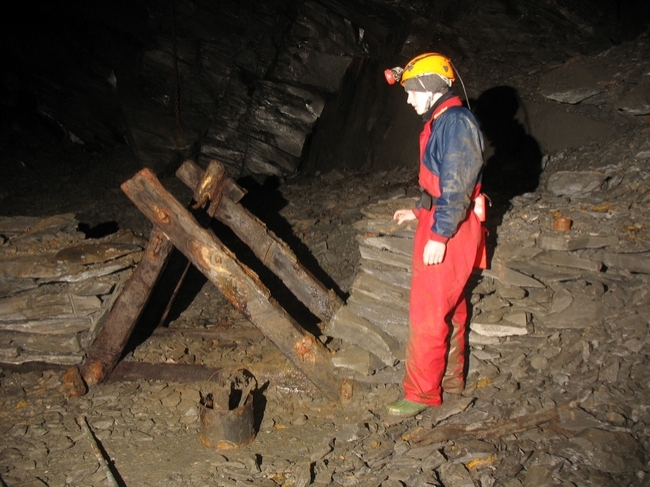 Tom examining one of the winches used in the working areas