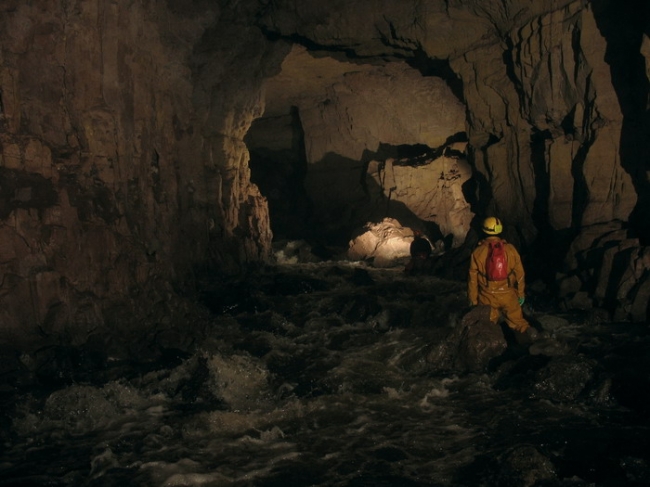 Looking back up the river passage
