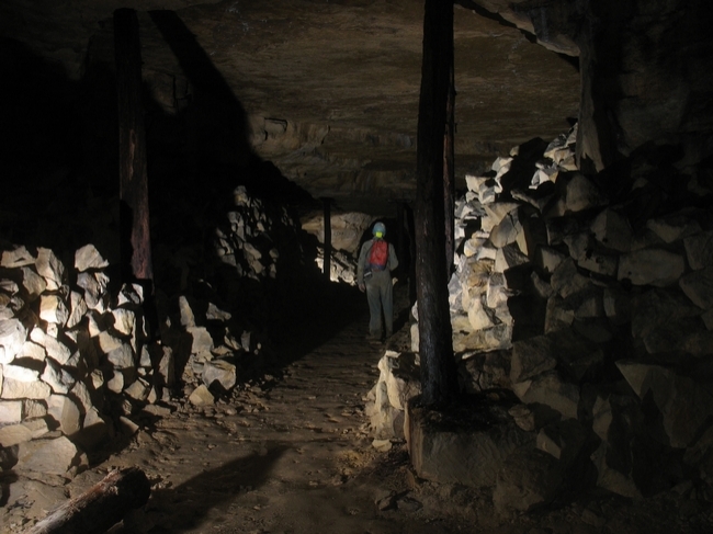 Pit props in the middle route through the mine