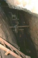 An improvised winch for working in the narrow sloping vein clearing in-fill