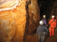 In the main passage showing an extensive area of iron banding.