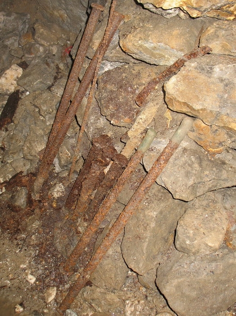 More tools. The two rods nearer to the right are copper-ended ramming rods.