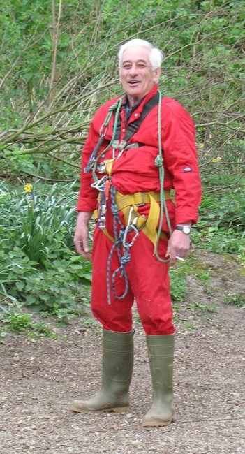 John kitted up to try some prusiking at the Engine Vein display tents