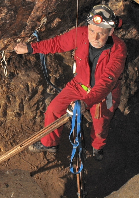 Paul surveying in West Mine