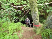 Rick descending the open cut at Allt-y-Crib :: Date 2019:07:06 14:51:16 :: Taken by Nigel Dibben :: Camera TG-4 