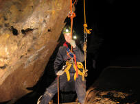 Demonstrating rope climbing techniques in Engine Vein