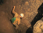 Descending the top section of Chain Shaft in West Mine