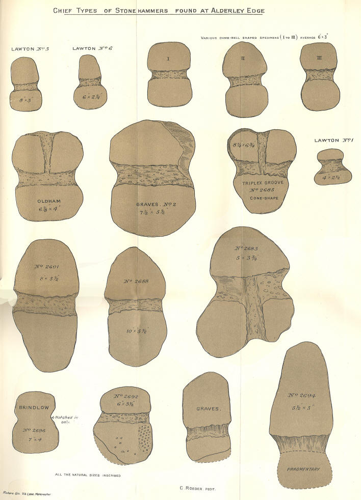 Stone hammers illustrated by Charles Roeder